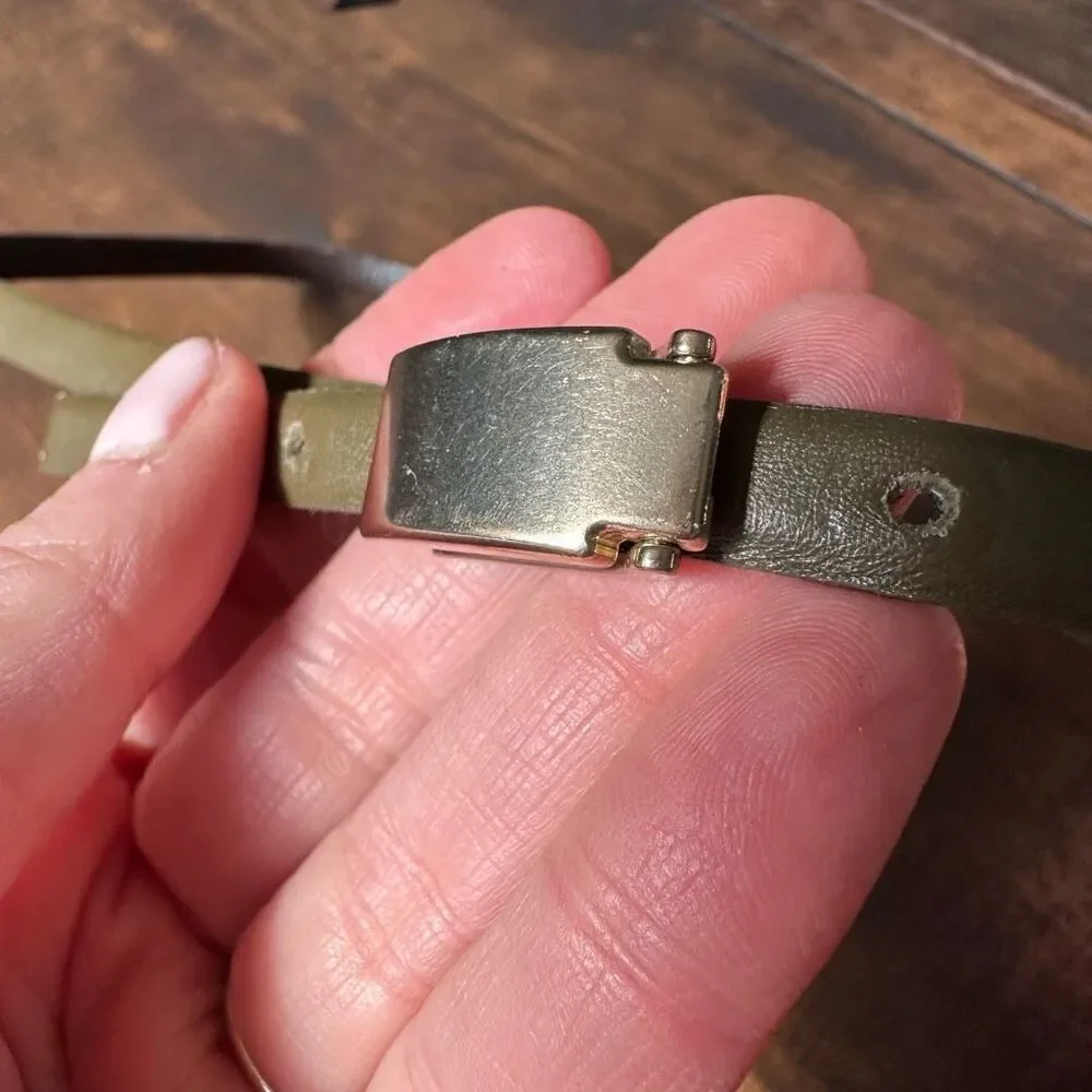 MaxMara Thin‎ Olive Green Leather Belt Size 40